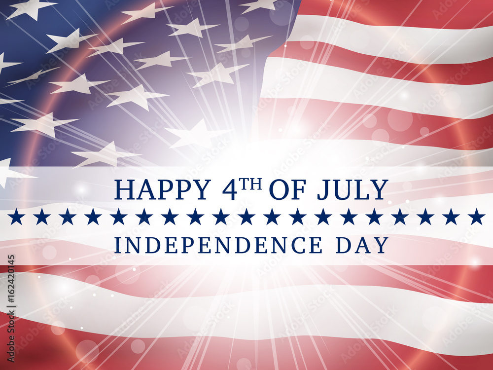 Happy 4th of july, independence day - poster with the flag of the United States of America Stock 