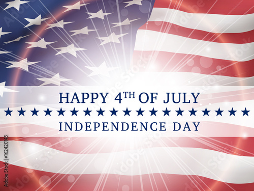 Happy 4th of july, independence day - poster with the flag of the United States of America
