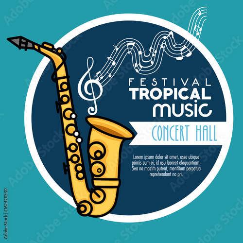 poster festival tropical music in a concert hall vector illustration graphic design