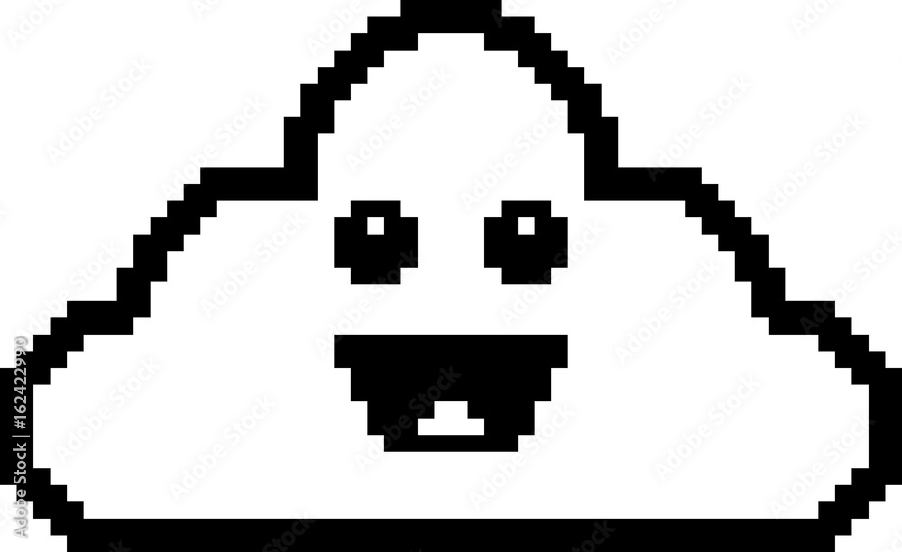 Obraz premium Smiling 8-Bit Cartoon Cloud