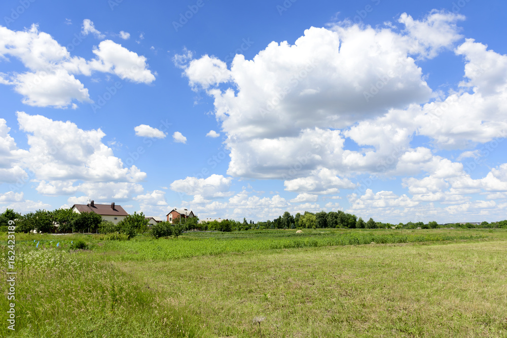 Obraz premium Beautiful Countryside Landscape in Urkraine on a Cloudy Day 