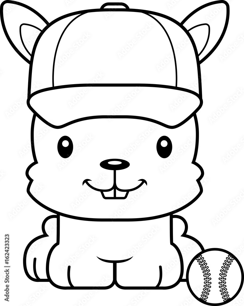 Cartoon Smiling Baseball Player Bunny Cartoon Smiling Baseball Player Bunny