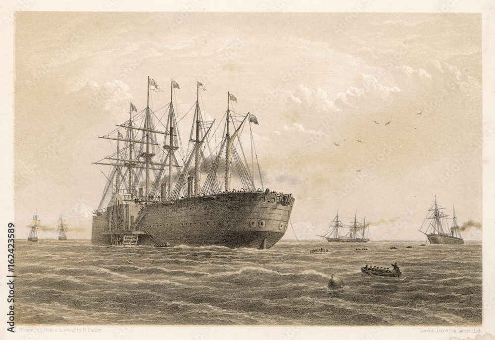 Fototapeta premium Ship - Gt Eastern (Cable). Date: 1865