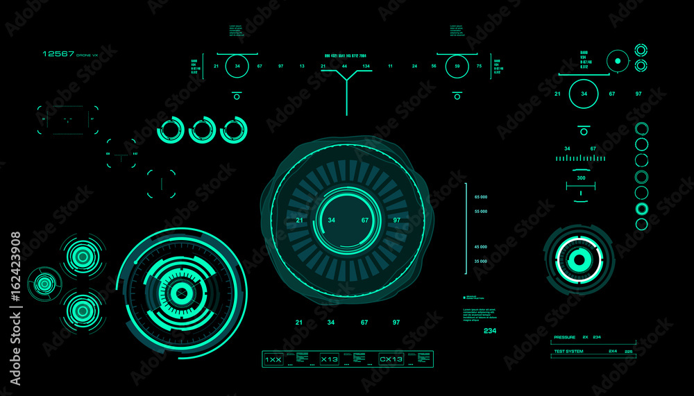 Futuristic virtual graphic touch user interface, HUD Futuristic virtual graphic touch user interface, HUD