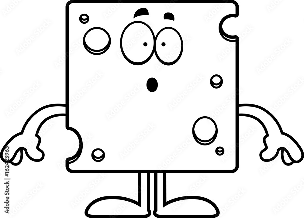 Naklejka premium Surprised Cartoon Swiss Cheese