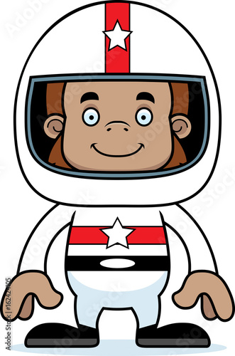 Cartoon Smiling Race Car Driver Sasquatch