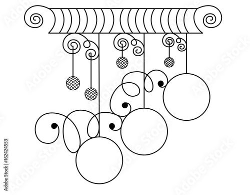 Vector silhouette of hand drawn classy chandelier with three lamps in black color on white background, isolated cartoon painted illustration of lamp with vintage curves, high quality