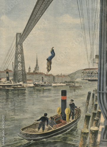 Dalay Dives Off Bridge. Date: 1901