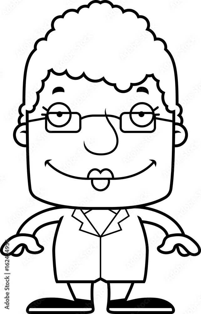 Cartoon Smiling Scientist Woman Cartoon Smiling Scientist Woman