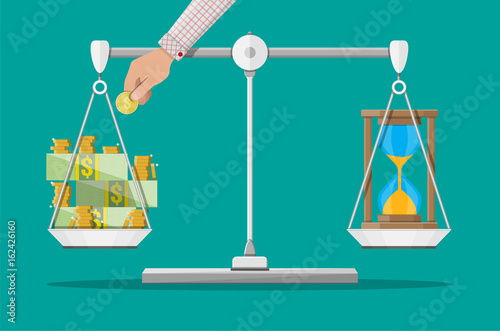 Scale weighing money and time