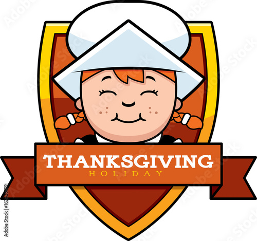 Cartoon Thanksgiving Pilgrim Girl Graphic