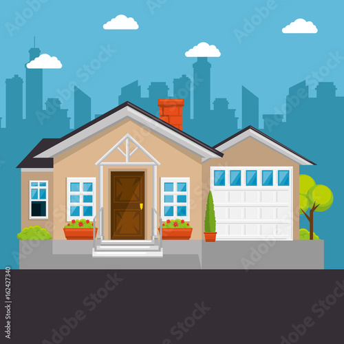 colorful cottage flat residential houses vector illustration graphic design