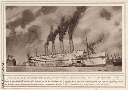 Steamship - Mauretania. Date: 1915
