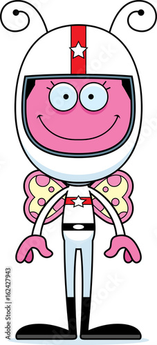 Cartoon Smiling Race Car Driver Butterfly