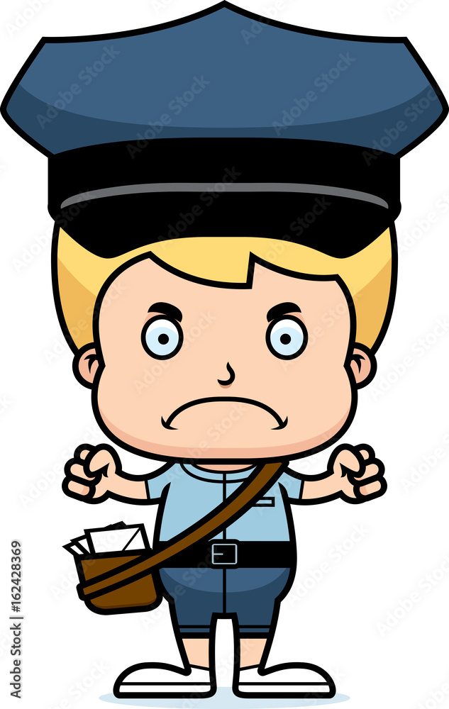 Cartoon Angry Mail Carrier Boy