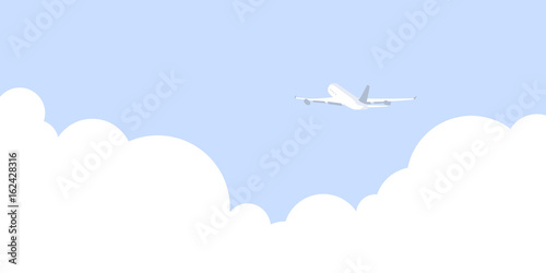 Vector illustration of plane and clouds