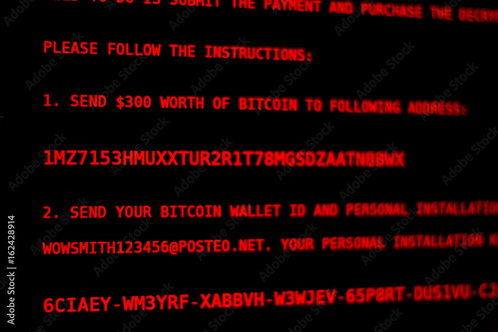 Computer virus Petya.A. Screen extortion money.
