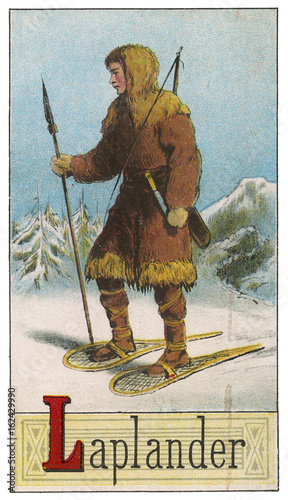Принти на полотні Laplander in snowy landscape. Date: 1886