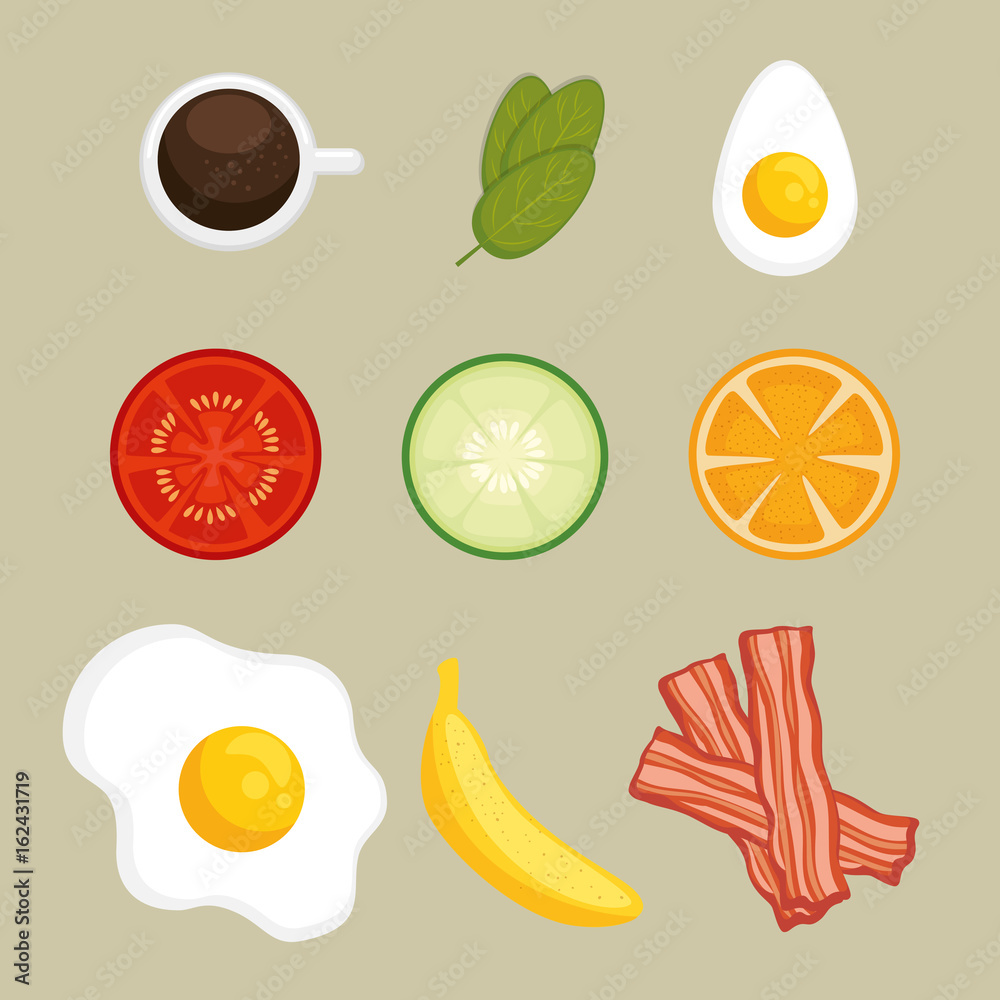 Fototapeta set of breakfast icons vector illustration graphic design
