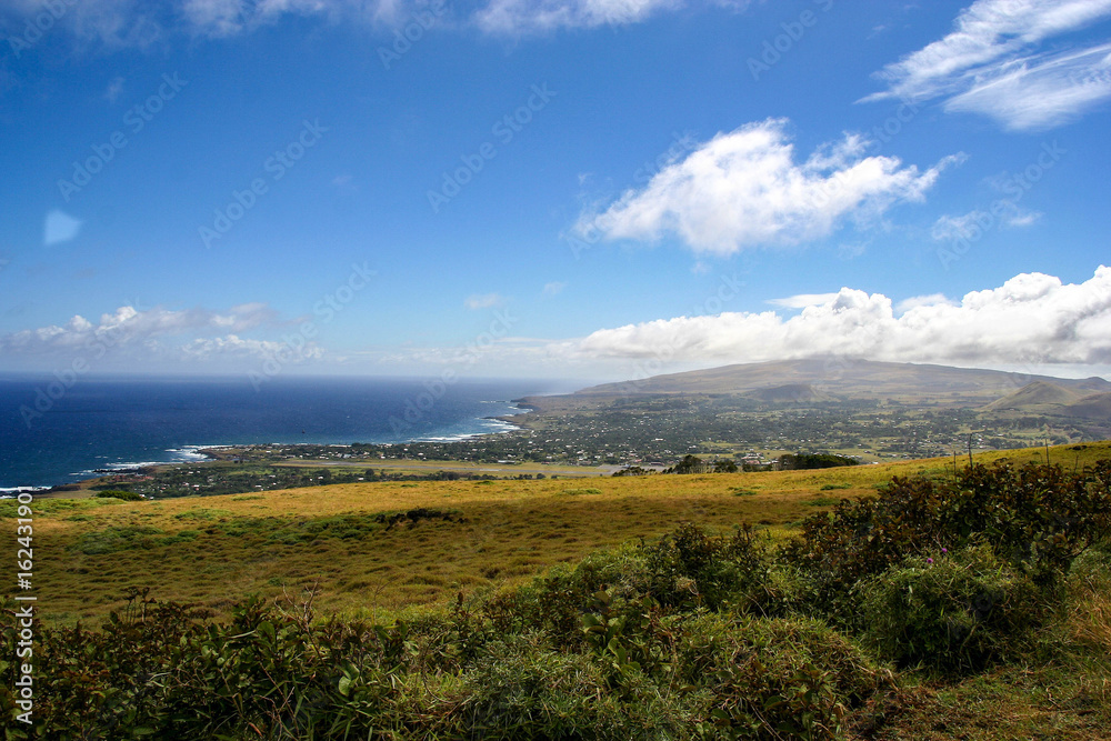 View towards Hanga Roa, the capital of Easter Island