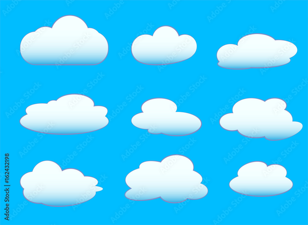 Set of clouds on blue background Set of clouds on blue background