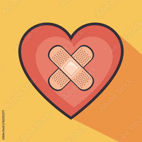 heart with cross band aid vector illustration graphic design