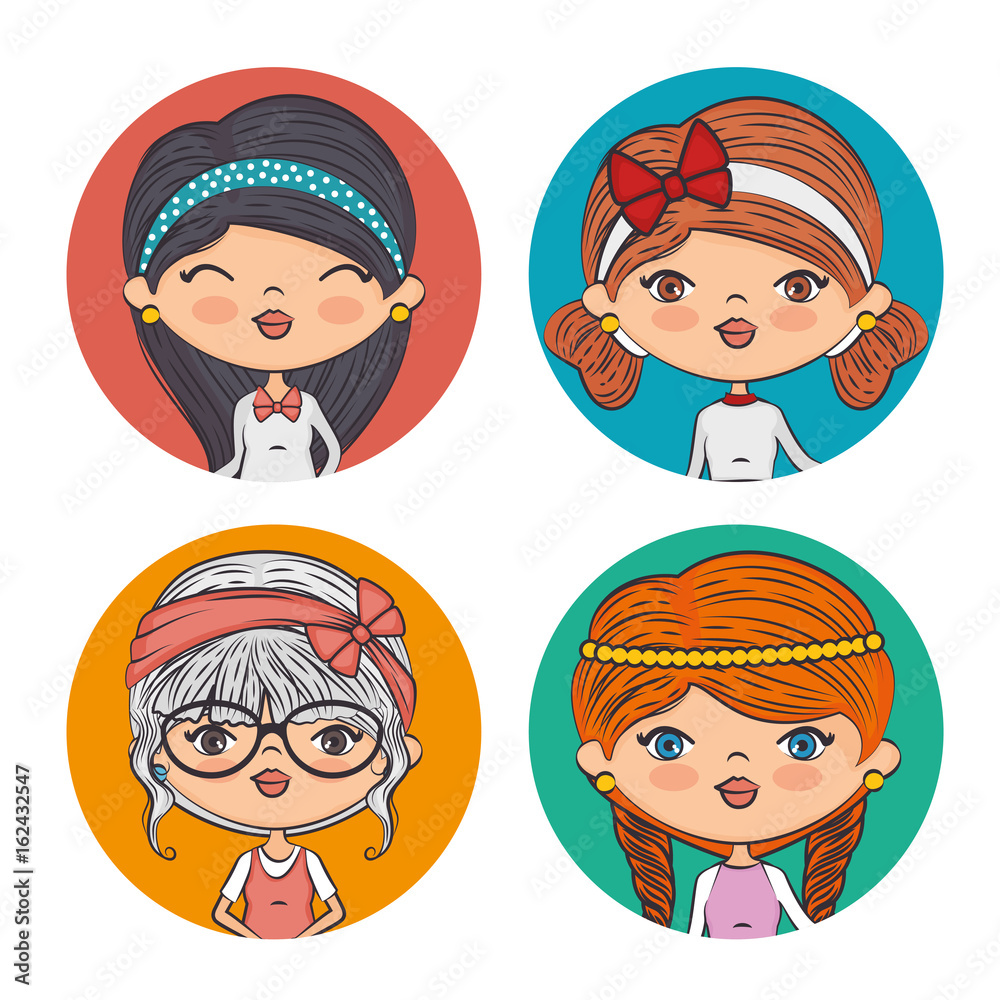 set with fashion girls beautiful fashionable ladies vector illustration graphic design set with fashion girls beautiful fashionable ladies vector illustration graphic design