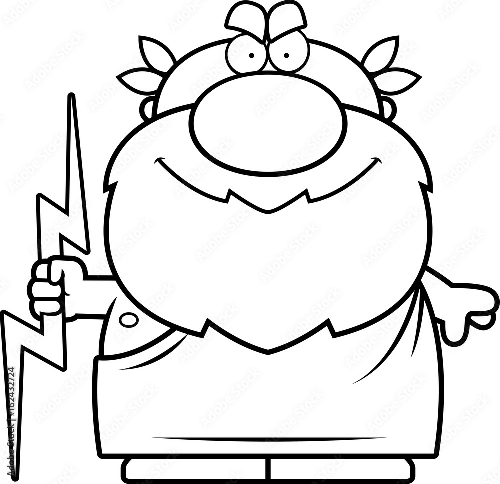 Cartoon Zeus Thunderbolt