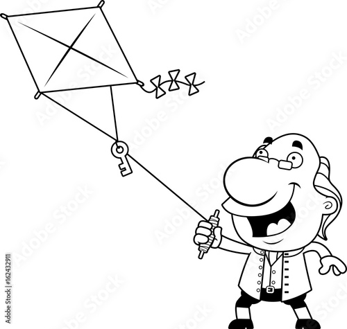 Cartoon Ben Franklin Kite