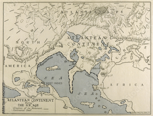 Atlantean Continent Map. Date: 1933 photo