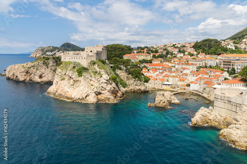 A view from the old town walls of Dubrovnik, Croatia. Includes the St Lawrence Fortress.
