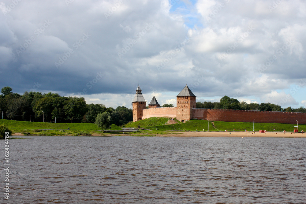 Old Russian fortress on the river in Russia