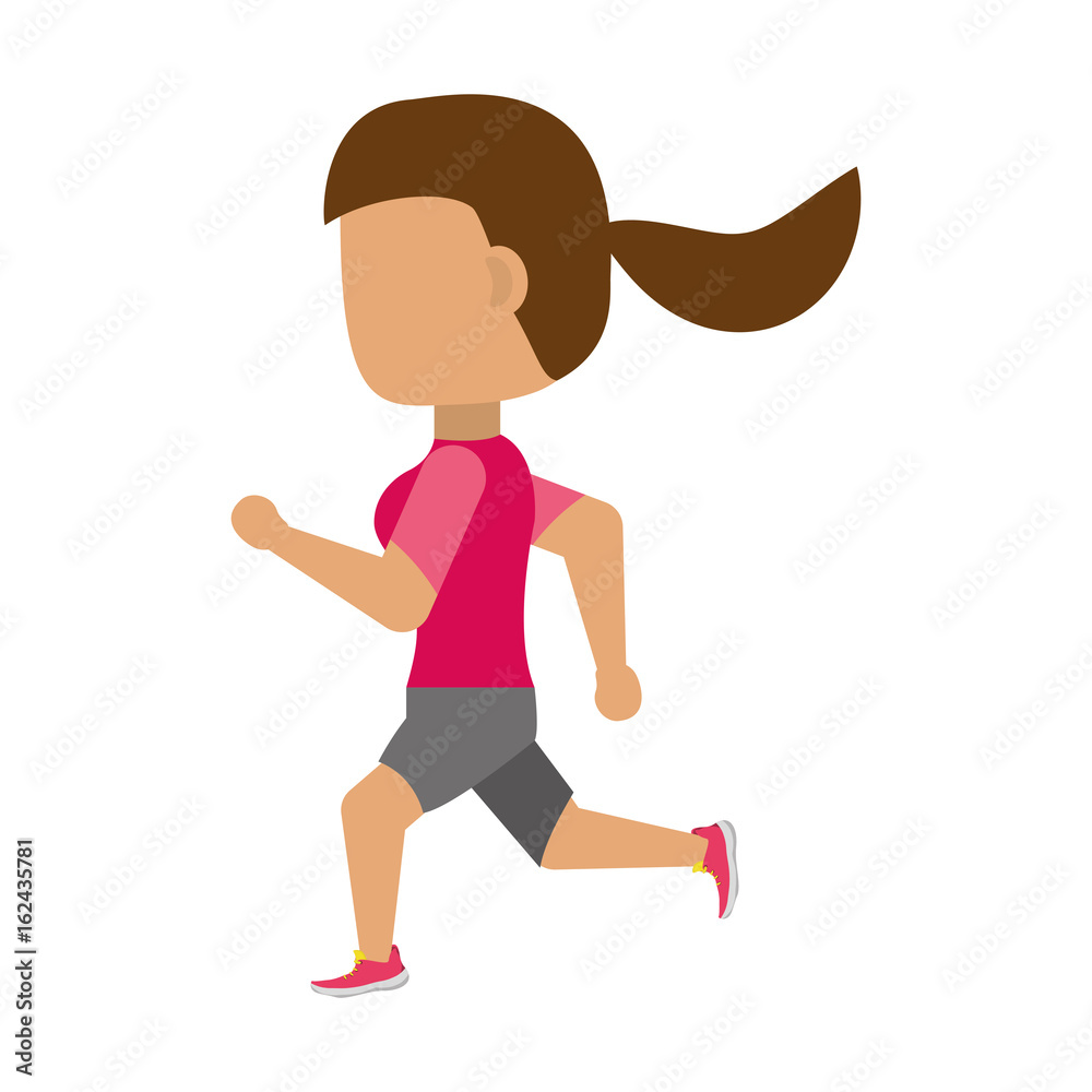 Woman running cartoon icon vector illustration graphic design Woman running cartoon icon vector illustration graphic design