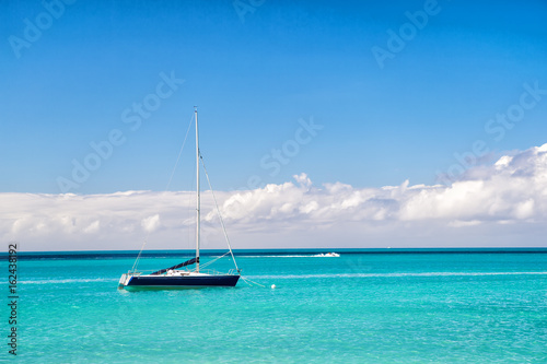 yacht boat at Exotic beautiful marine beach of Antigua St. Johns © be free
