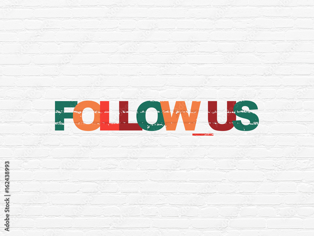 Social network concept: Follow us on wall background