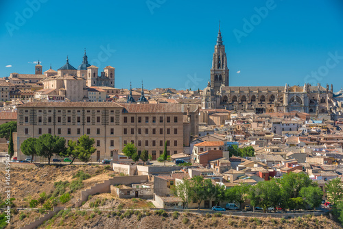 Aerial top view of Toledo, historical capital city of Spain 