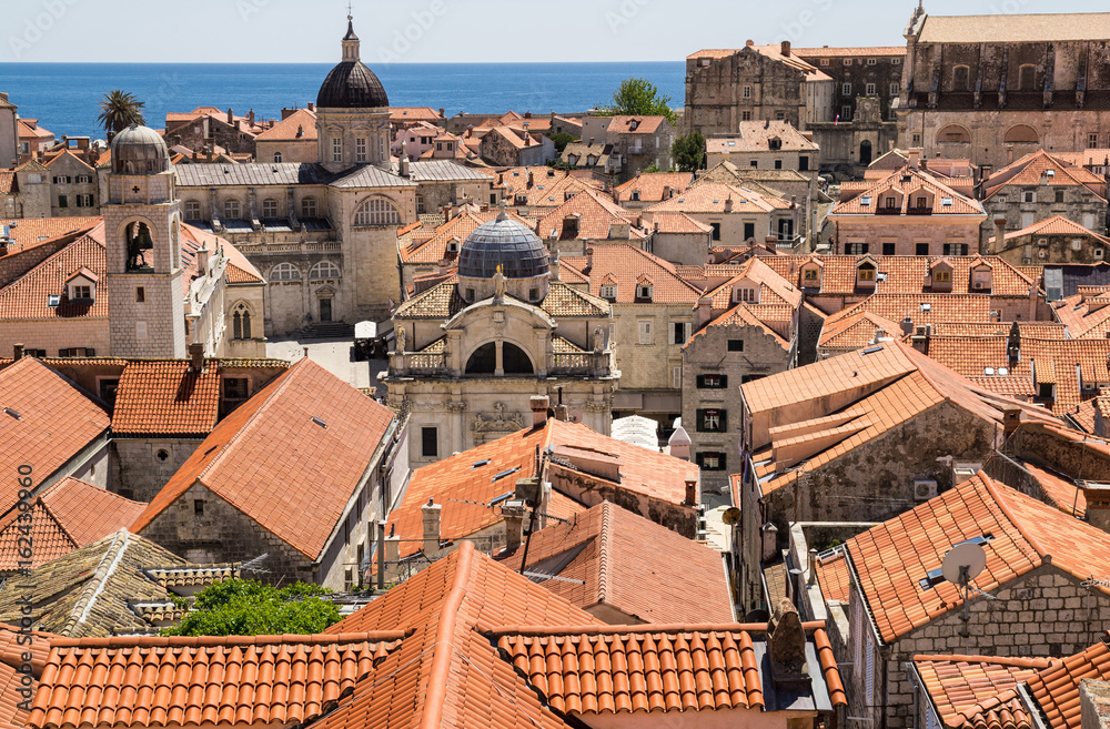 A view over the old town from the town walls of Dubrovnik, Croatia.
