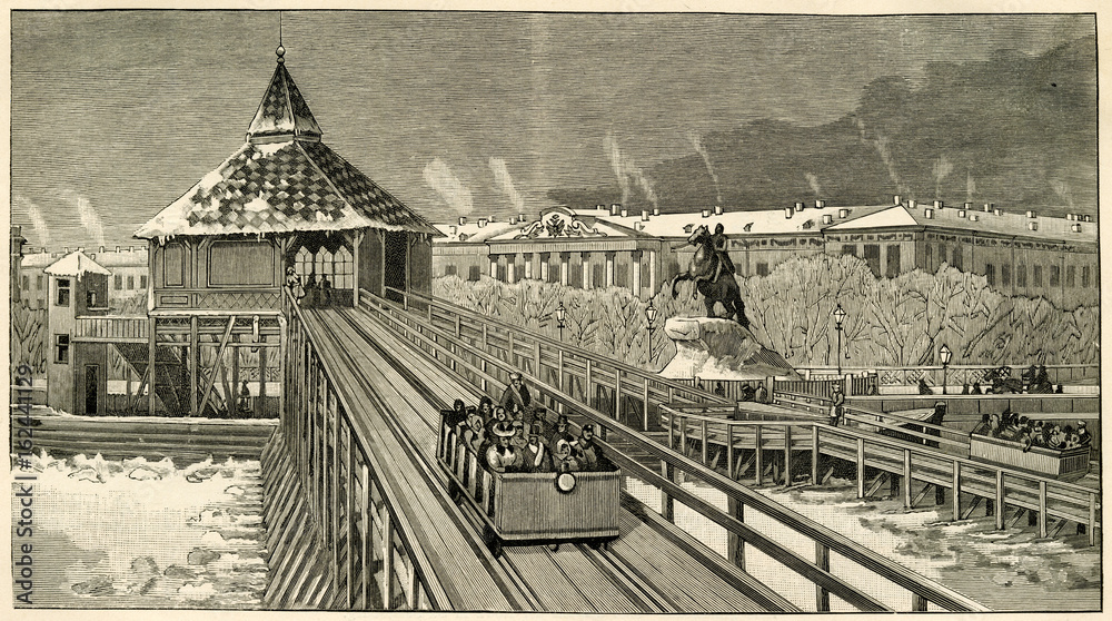 Fototapeta premium Russian Rail on Ice. Date: 1900