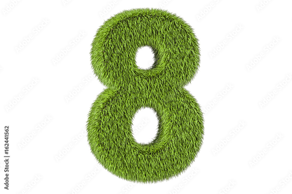 number 8 from grass, 3D rendering number 8 from grass, 3D rendering