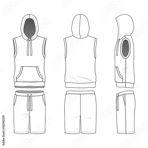 Sleeveless hoody and shorts