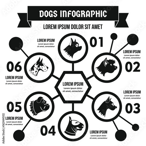Dog breeds infographic concept, simple style