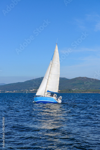 view of sailing yacht in the sea