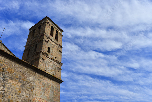 Medieval belfry of San Giuliano church in Faleria, a ruined city near Rome