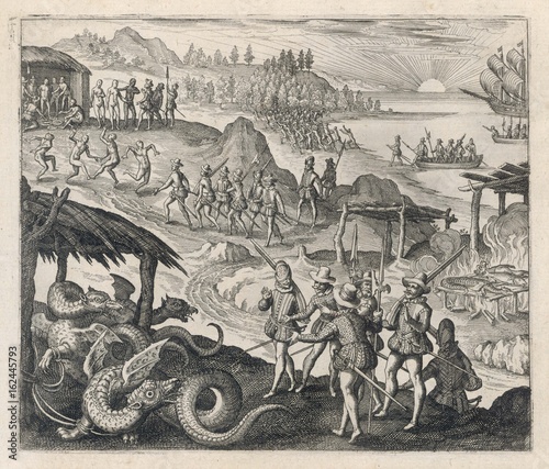 Dragons in America. Date: early 16th century photo