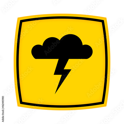 gelbes Schild - Icon - Gewitterwolke