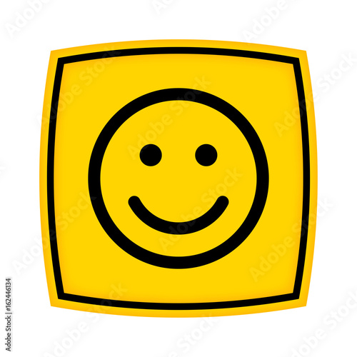 gelbes Schild - Icon - Smiley glücklich