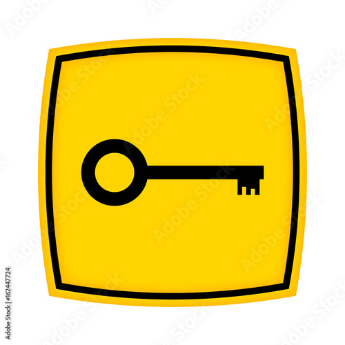 gelbes Schild - Icon - Schlüssel retro