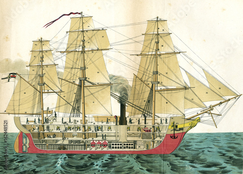 Obraz na płótnie Auxiliary Steamship. Date: 1882
