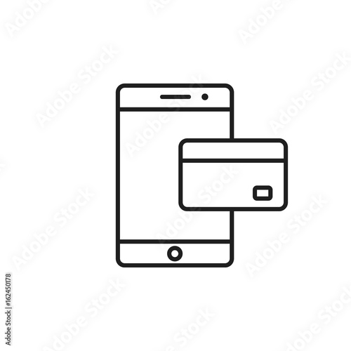 Mobile banking outline icon, Vector isolated line symbol