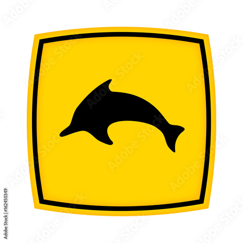 gelbes Schild - Icon - Delfin
